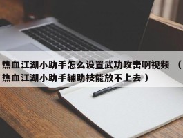 热血江湖小助手怎么设置武功攻击啊视频 （热血江湖小助手辅助技能放不上去 ）