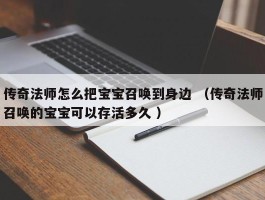 传奇法师怎么把宝宝召唤到身边 （传奇法师召唤的宝宝可以存活多久 ）