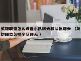 英雄联盟怎么设置小队聊天和队伍聊天 （英雄联盟怎样全队聊天 ）