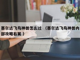 塞尔达飞鸟神兽怎么过 （塞尔达飞鸟神兽内部攻略右翼 ）