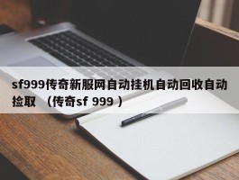 sf999传奇新服网自动挂机自动回收自动捡取 （传奇sf 999 ）