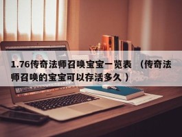 1.76传奇法师召唤宝宝一览表 （传奇法师召唤的宝宝可以存活多久 ）