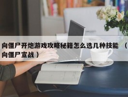 向僵尸开炮游戏攻略秘籍怎么选几种技能 （向僵尸宣战 ）